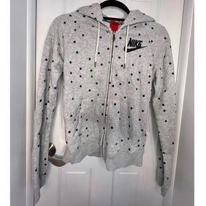 Nike Zip Up Hoodie RARE Grey with Black Polkadots in size XS